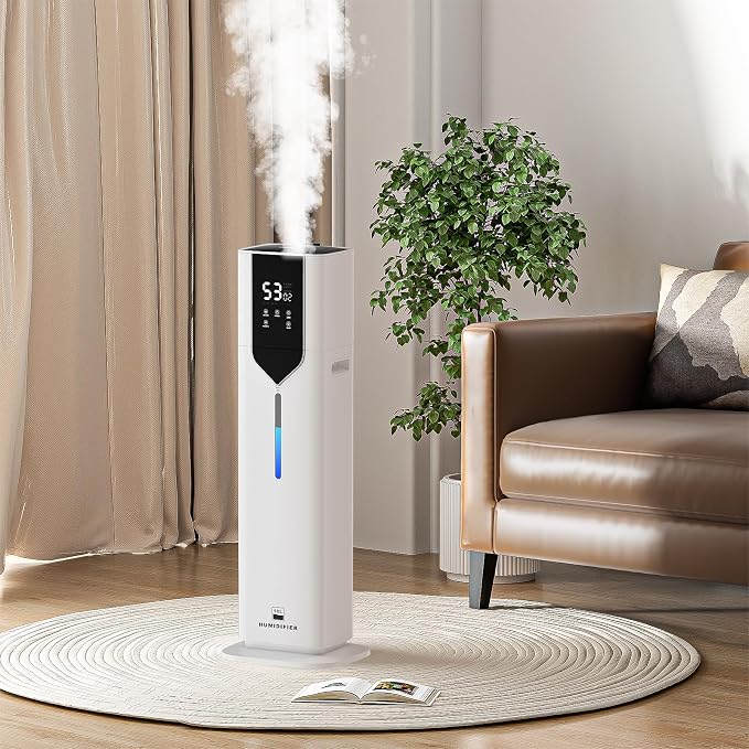 10L/2.6Gal Smart Humidifiers for Bedroom Large Room up to 600ft², 100H Runtime Cool Mist Top Fill, Ultra Quiet 30dB, Auto Control, Perfect for Bedroom, Office, Baby, White - Image 2