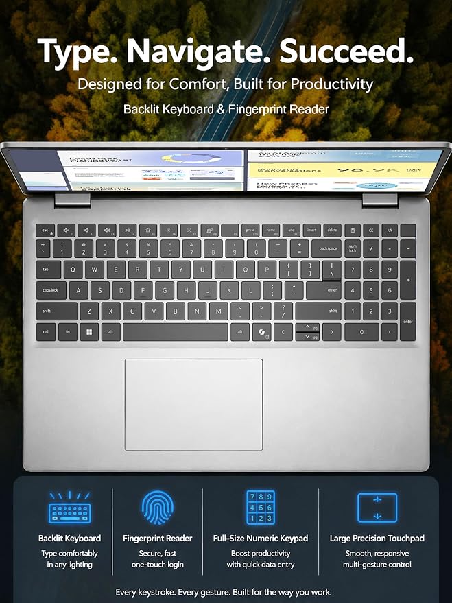 Dell 16 Touchscreen Laptop, Core 7 150U, 32GB DDR5 RAM 5200MT/s, 2TB SSD | 16:10 FHD+ 300nits WVA/IPS Display, Full-size Backlit Keyboard with Number Pad, Fingerprint Reader, Ai Copilot Key, Win11 Pro - Image 4