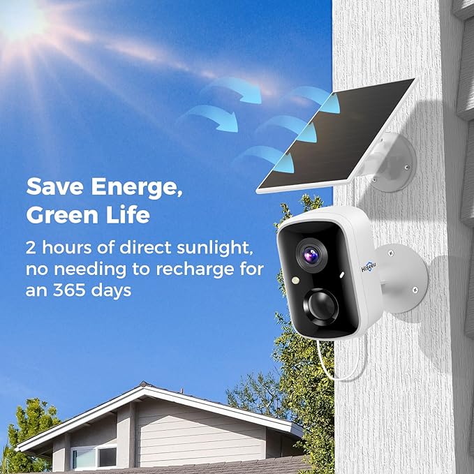 Hiseeu Solar Camera Security Outdoor, 3 Pack 100% Wireless 3K 4MP Surveillance - Image 3