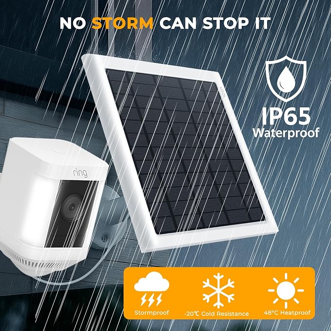 8W Solar Panel for Ring Camera, Spotlight Cam Battery, Includes Barrel Plug to - Image 8