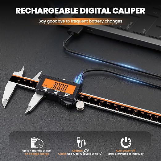 HARDELL Rechargeable Digital Caliper, 12 Inch Calipers - Image 2