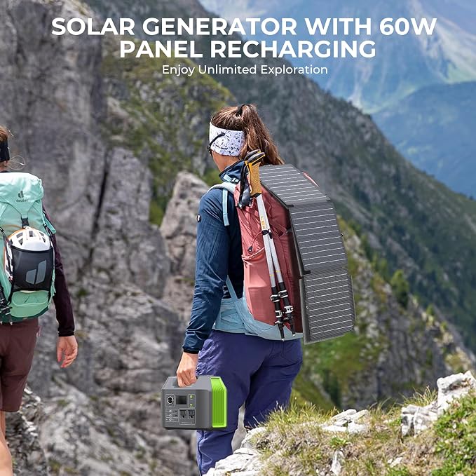 Portable Solar Generator, 300W Portable Power Station with Foldable 60W Solar Panel, 110V Pure Sine Wave 296Wh 80000mAh Lithium Battery Pack for Home Use RV Van Outdoor Camping-Panel included - Image 2