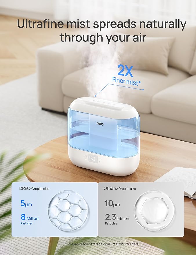 Dreo Smart Humidifiers for Bedroom-Filter Included,Top Fill 4L Humidifier Large Room with 28 dB, 36H Runtime, Touch/APP/Voice Control, Nightlight, Cool Mist Humidifiers for Baby, Plants, Indoor, Blue - Image 7