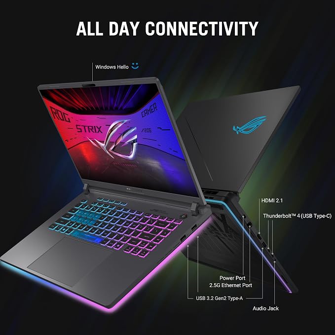 ASUS ROG Strix G16 (2025) Gaming Laptop, 16” FHD+ 16:10 165Hz/3ms, NVIDIA® GeForce RTX™ 5060, Intel® Core™ i7 Processor 14650HX, 16GB DDR5, 1TB Gen 4 SSD, Wi-Fi 7, Windows 11 Home, G615JMR-AS74 - Image 8