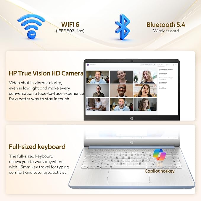 HP Stream 14" HD Laptop with AI Copilot for Student & Business, Intel Processor N150, 4GB RAM, 1.12TB Storage (128GB UFS + 1TB Docking Station), 1 Year Office 365, 720p Webcam, Win 11, Sky Blue - Image 7
