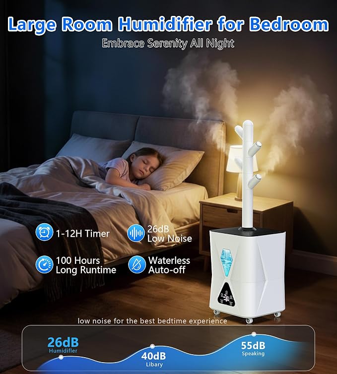 Humidifier Large Room,13L/3.43Gal 1400 sq.ft, Cool Mist Humidifiers for Bedroom with 1350mL/H Spray Output for Home, Office, Plants, Warehouse, House - Image 6