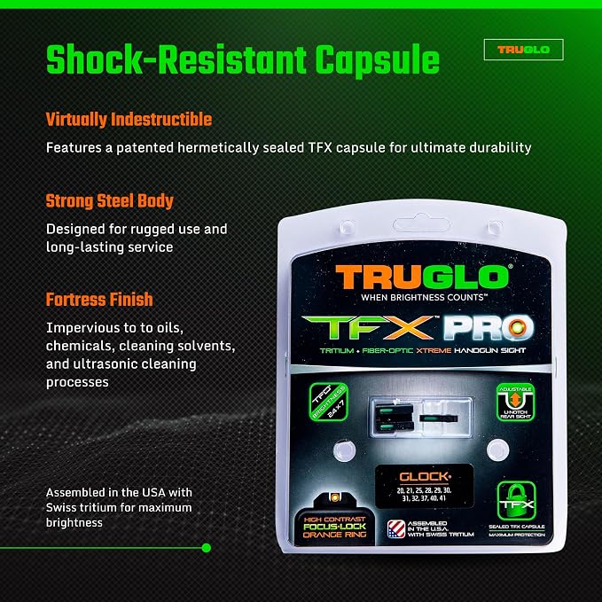 Truglo TFX PRO Handgun Sight, Glowing Shock Proof Tritium and Fiber Optic Night - Image 4