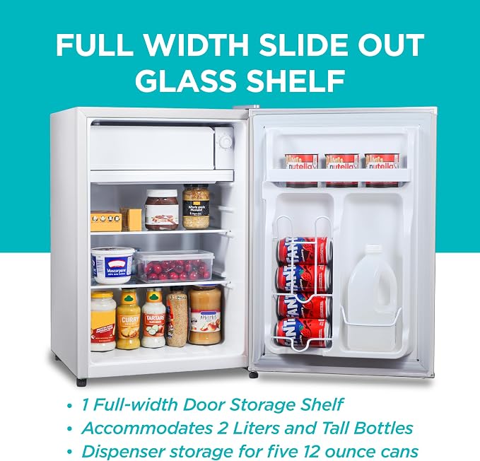 BLACK+DECKER 2.5 Cu. Ft. Compact Refrigerator, Energy Star, BCRK25W, White | Energy Star Certified, Single Door Mini Fridge with Chiller Compartment, Personal Fridge for Home or Dorm, R600a Refrigerant - Image 4