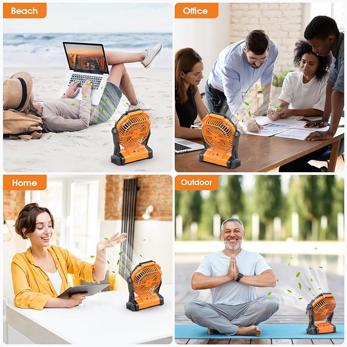 Portable Fan Rechargeable, Cordless Battery Powered Fan with LED Lantern, Small Table Fan, USB Battery Operated Fans for Travel Bedroom Home Camping Tent Office Beach Desk Picnic Barbecue Fishing - Image 7