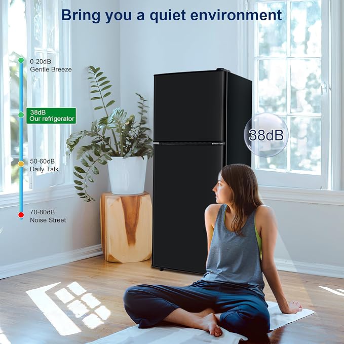 4.8 Cu. Ft. Refrigerator, Dorm Refrigerator with Freezer for Apartment, Kitchen, Office, RV Refrigerator with Adjustable Thermostat, Apartment Size Fridge with Freezer Black - Image 4