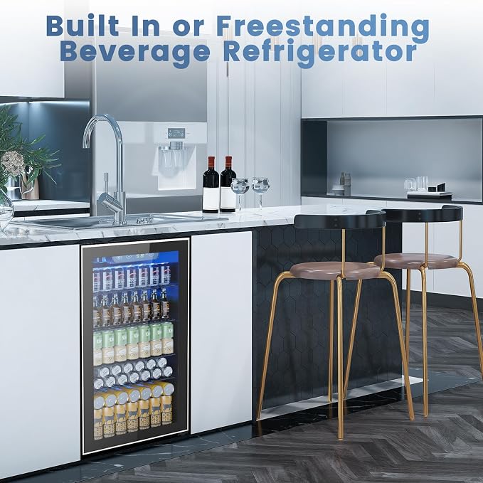 Electactic Mini Fridge 130 Can Beverage Refrigerator Cooler, 3.2 Cu.Ft Drink Fridge for Soda Wine Beer, Adjustable Temperature Control for Home Office, Black - Image 5
