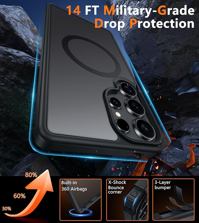 FNTCASE for Samsung Galaxy S25-Ultra Case: Magnetic Matte Military Grade Drop - Image 5