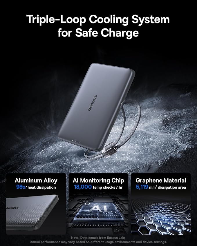 Baseus Picogo Qi2 15W Magsafe Portable Charger, 0.5" Ultra Slim 10000mAh Wireless Power Bank with 27W Built-in USB-C Cable, Magnetic Battery Pack for iPhone 17 Pro Max/17 Pro/Air/16/15/14/13/12 - Image 4