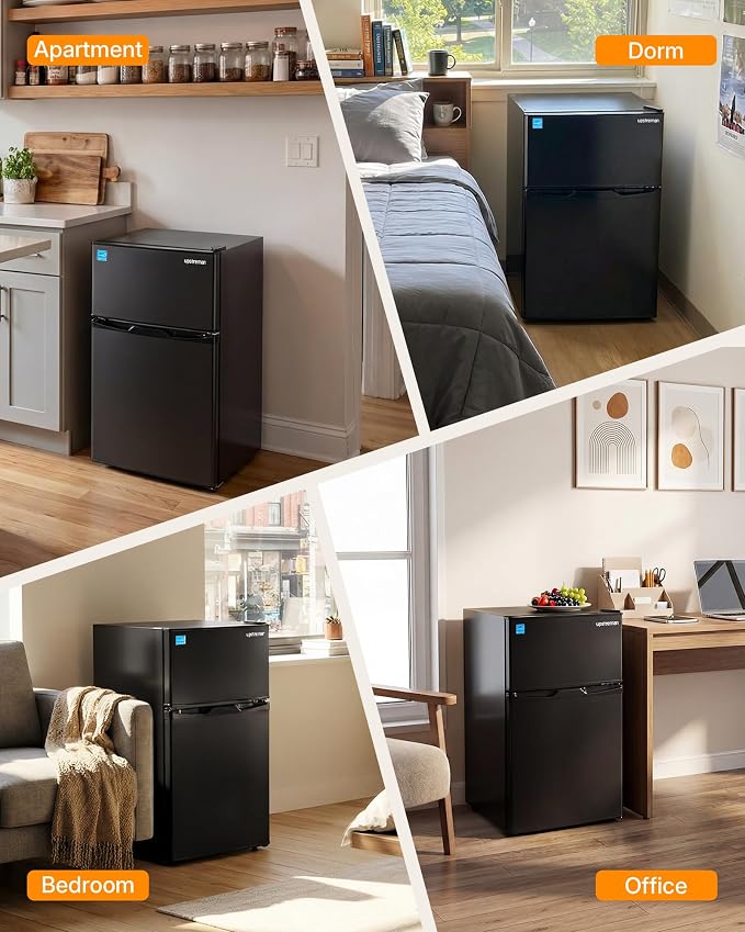 Upstreman 3.1 Cu.Ft Mini Fridge with Freezer, Double Door Small Refrigerator, Adjustable Thermostat, Energy Star Certified Low Noise Mini Refrigerator for Bedroom, Dorm, Apartment Black-TM31 - Image 9