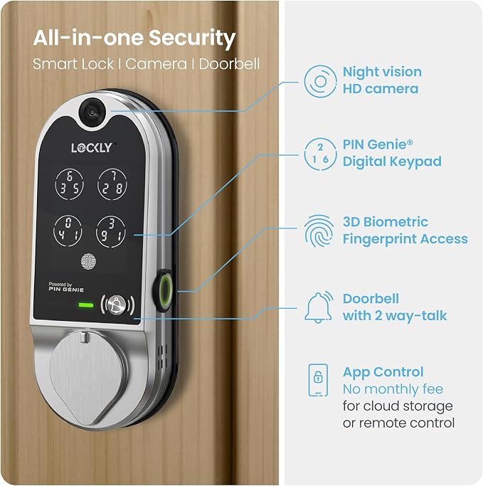 Lockly Vision Smart Lock with Camera, Video Doorbell Keyless Entry Door Lock - Image 2