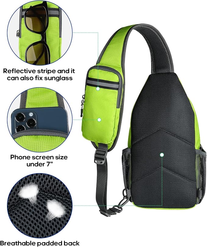 WATERFLY Crossbody Sling Backpack Sling Bag Travel Hiking Chest Bag Daypack - Image 6