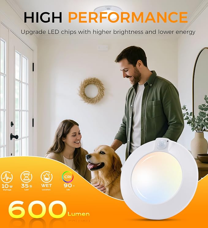 CLOUDY BAY 5 Color Motion Sensor Ceiling Light, 120V CRI90 10W, 6.5 inch - Image 5