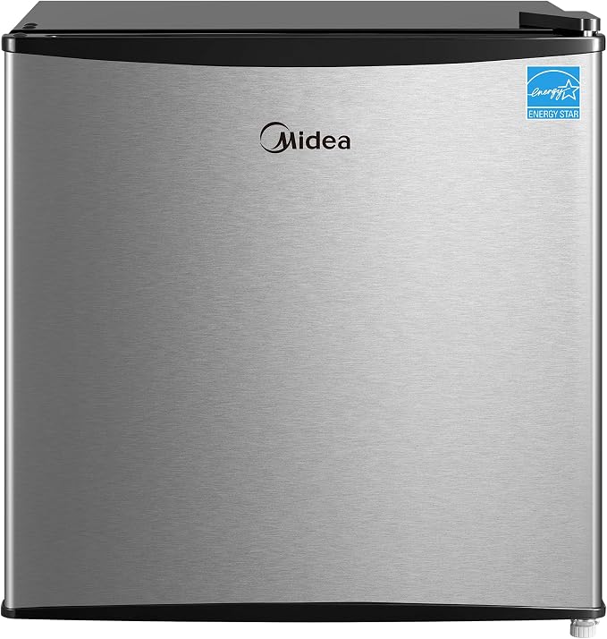 Midea 1.7 Cu.ft Mini Fridge, Energy Star Certified, Low Noise for Bedroom | Adjustable Thermostat, Reversible Door,Ideal for Dorm, Office,Steel Gray by Unknown