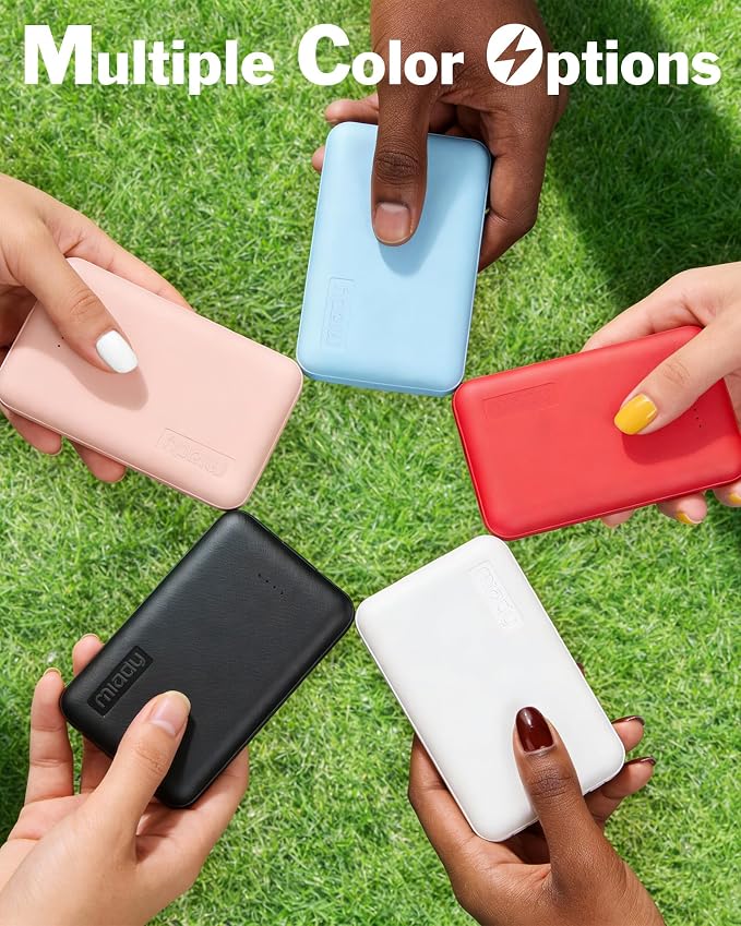 Miady 2-Pack 5000mAh Mini Portable Charger, 5V 2.4A USB-C Output Fast Charging Battery Pack Travel Small Power Bank Compatible with iPhone 16/15 Galaxy S24/S22 iPad Android etc (2 White) - Image 3