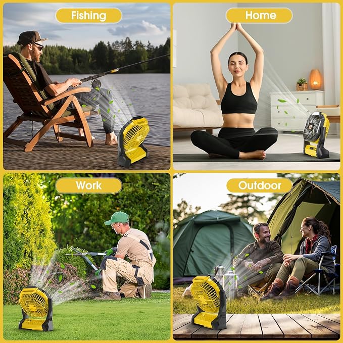 Portable Rechargeable Fan, 20000mAh Cordless Battery Powered Camping Tent Fans with SOS & LED Lantern, Small USB C Operated Outdoor Ventilador for Fishing Travel Camp Picnic Beach Office Desk Home - Image 7