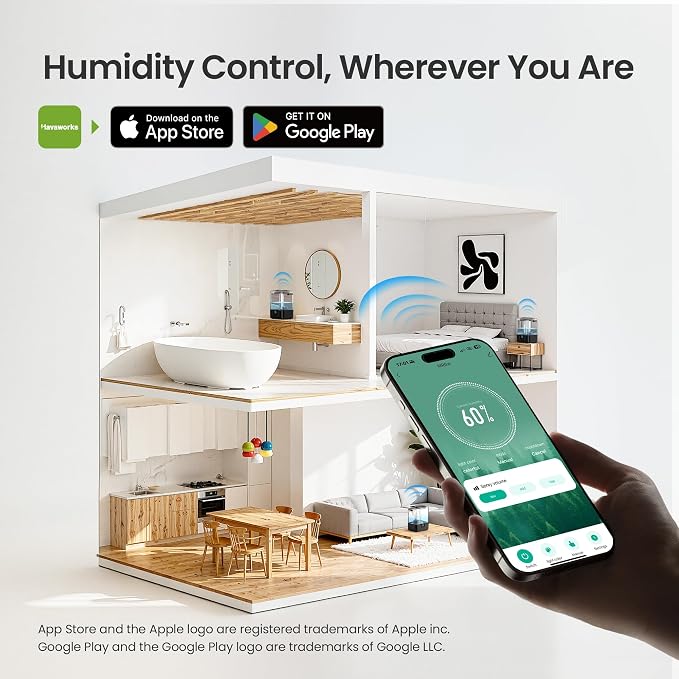 Smart Humidifiers for Bedroom Home, 6L Cool Mist Top Fill Humidifier Large Room with Essential Oil Diffuser, Touch/APP/Voice Control, NightLight Humidifiers for Nursery & Plants (Black, 1Pack) - Image 4