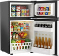 3.2 Cu.Ft Mini Fridge with Freezer, 2 Door Small Refrigerator with Adjustable Thermostat & Removable Glass Shelves, Mini Refrigerator for Dorm Office Kitchen, Silver by ICYGLEE