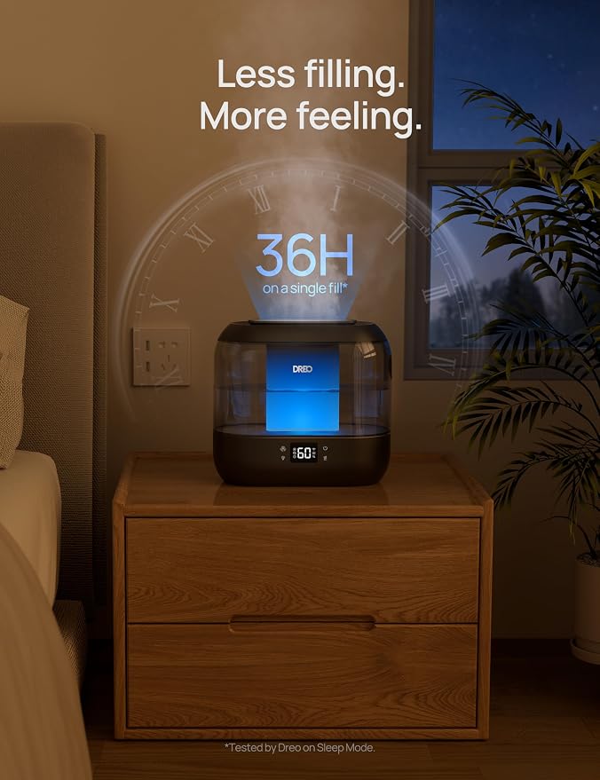 Dreo Smart Humidifiers for Bedroom-Filter Included, Top Fill 4L Humidifier Large Room with 28 dB, 36H Runtime, Touch/APP/Voice Control, Nightlight, Cool Mist Humidifiers for Baby, Plants, Ebony - Image 7