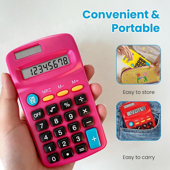 18 Pack Small Calculator Bulk: 8 Digit Hand Held Basic Calculator Solar Battery - Image 5