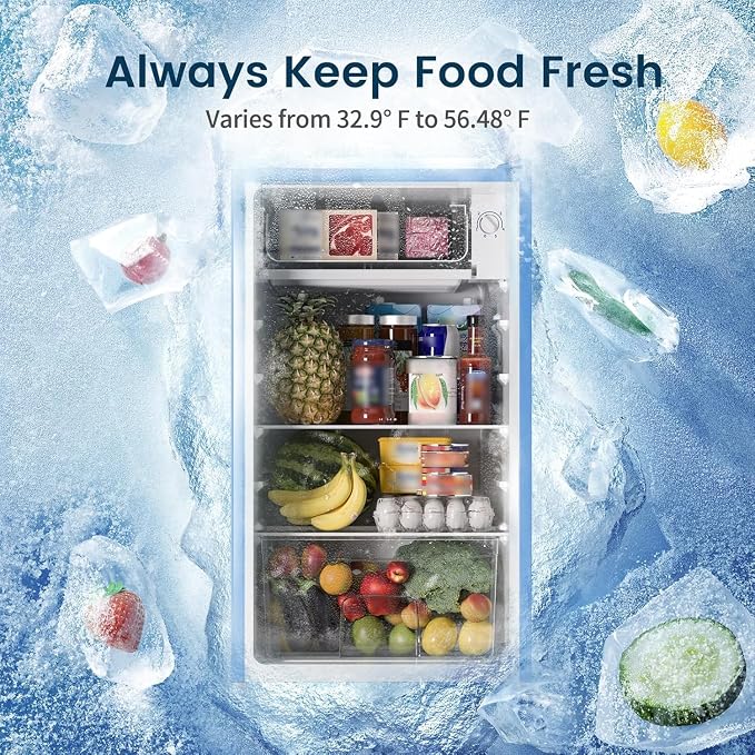 Mini Fridge with Freezer 3.2 Cu.Ft for Bedroom and Office Blue | Single Door, Small Refrigerator, Energy-efficient, Low Noise, Mini fridge for Dorm - Image 4