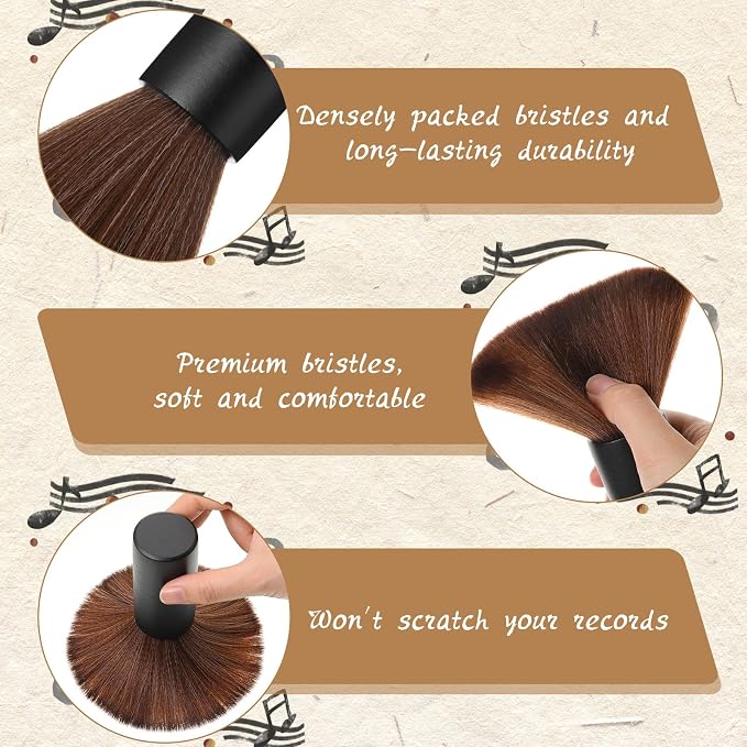 Ziliny 3 Pcs Vinyl Record Cleaning Brush Wooden Anti Static Dust Record Vinyl - Image 3