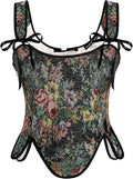 SCARLET DARKNESS Bustier Tops for Women Renaissance Floral Lace Up Bodyshaper by SCARLETDARKNESS