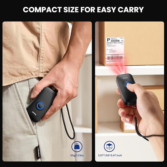 Eyoyo Mini 1D Bluetooth Barcode Scanner, 3-in-1 Bluetooth & USB Wired & 2.4G - Image 3