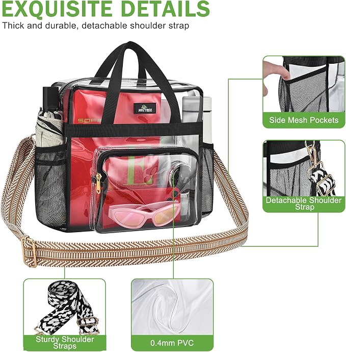 MAY TREE Clear Bag for Stadium Events, Transparent Bag for Concert Sports Gym - Image 4