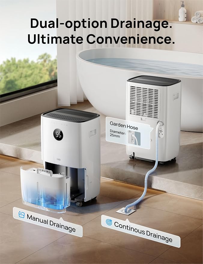 DREO 110-Pint Smart Dehumidifier for Basement, 4500 Ft² for Large Room, 2 Gallon Water Tank, Auto/Comfort/Constant Mode Dehumidifiers for Home, Bedroom, Bathroom, with Drain Hose, Black, 711S - Image 7