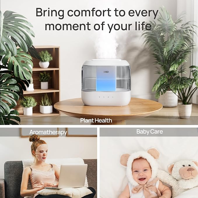 Dreo Humidifiers for Bedroom, 4L Top Fill for Large Room, 36H Runtime, 28 dB Quiet Supersized Cool Mist Air Humidifier for Baby Nursery, Plants, Indoor, Night Light, Easy to Clean & Fill, Gray - Image 8