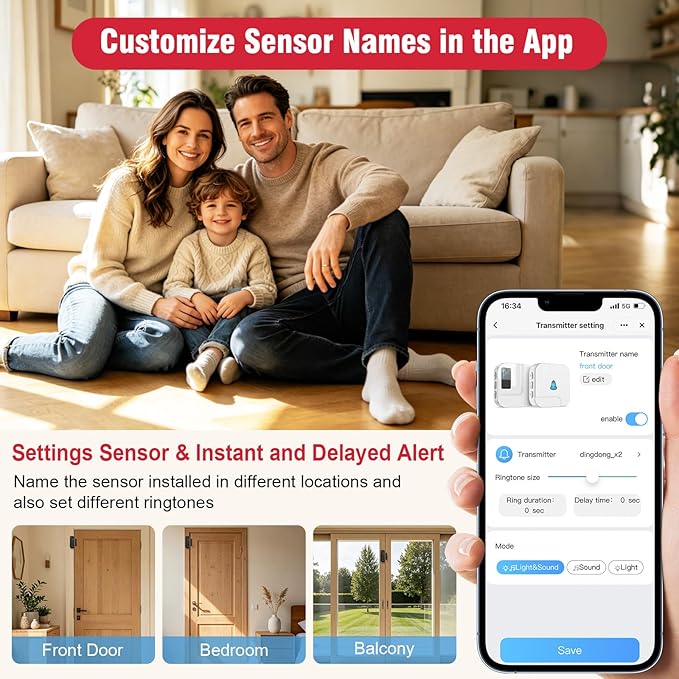 WiFi Door Chime, SanJie Door Sensor Alarm - Image 6