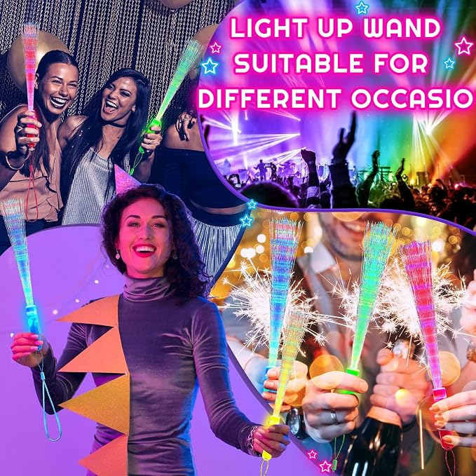 Kasyat 10 Pieces Glow Fiber Wands Sticks Light up Fiber Optic Wands LED - Image 6