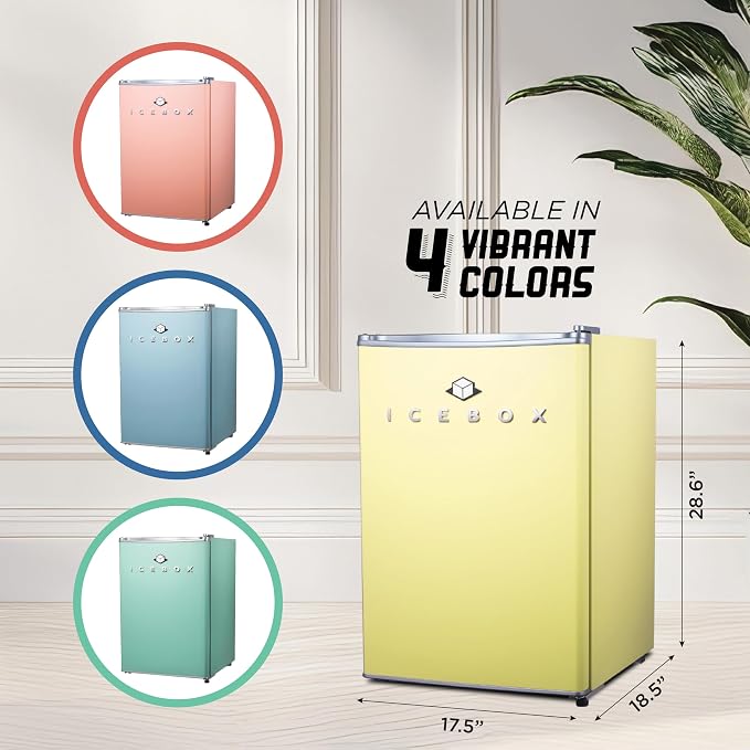 ICEBOX 2.5 Cu. Ft. Compact Refrigerator, ENERGY STAR Certified Small Refrigerator, Single Door Mini Fridge with Chiller Compartment, R600a Refrigerant, IBCR25SUN, Sun Yellow - Image 6