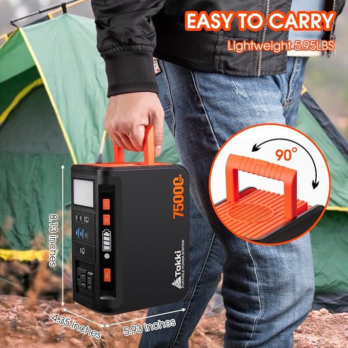 Takki 450W Peak Solar Generator 277Wh Portable Power Station with Solar Panels 40W Included 110V Pure Sine Wave AC Outlet DC USB Ports for Camping CPAP Emergency Tent Outdoor - Image 5