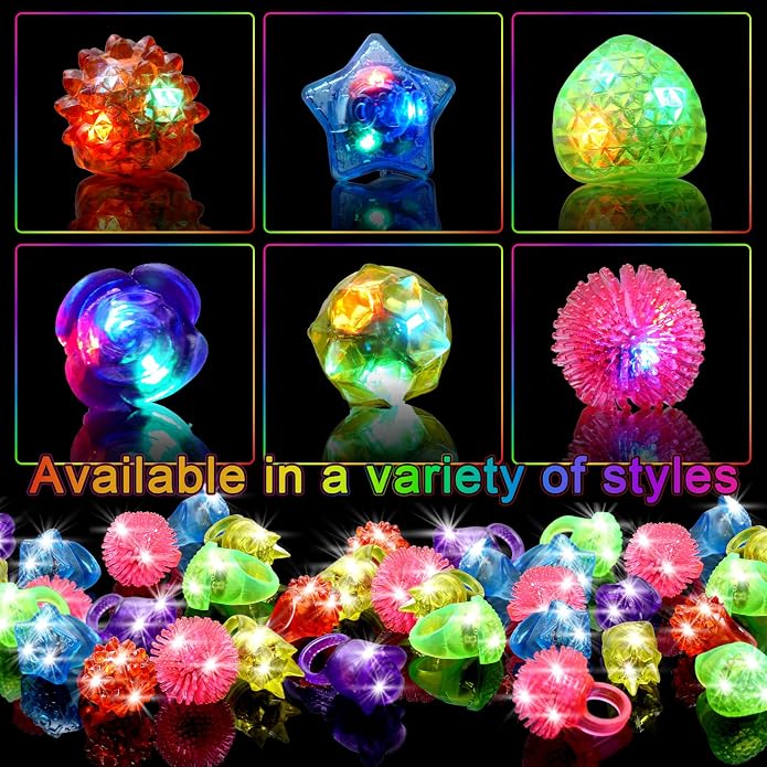 OLUPP Light Up Rings, Glow In The Dark Party Supplies, 6 Style Flashing Glow In - Image 6