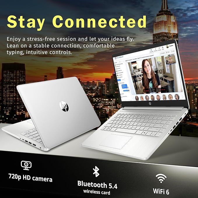 HP Stream 14" HD Laptop, Intel Processor N150, 16GB RAM, 128GB UFS, Intel Graphics, Webcam, Wi-Fi 6, Copilot, Fast Charge, Win 11, Silver (Renewed) - Image 3