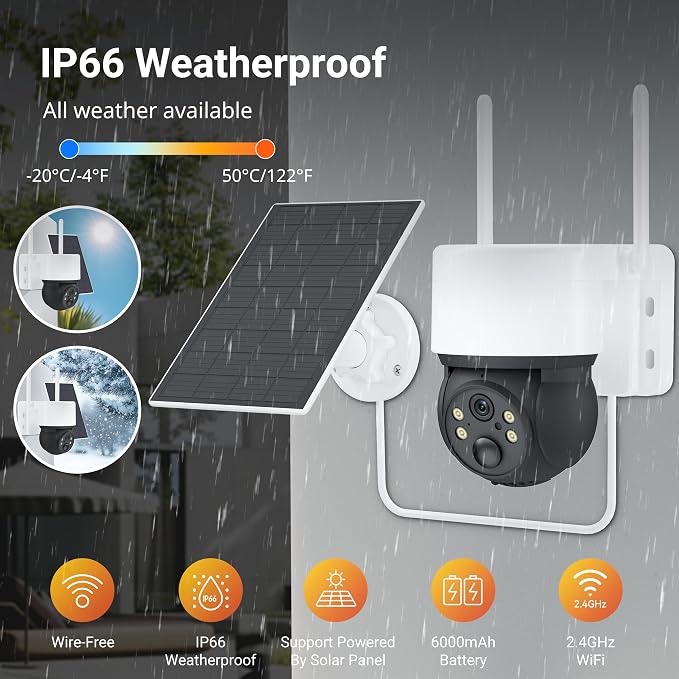 Solar Cameras for Home Security, Security Cameras Wireless Outdoor, 360° Pan & - Image 4