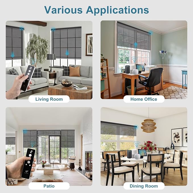 SmartWings Motorized Light Filtering Roller Shades 60% Blackout Work - Image 3