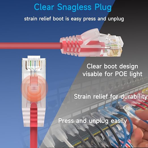 Cat6a Slim Ethernet Patch Cable 1.5 ft, Cat6a Patch Cable - Image 4