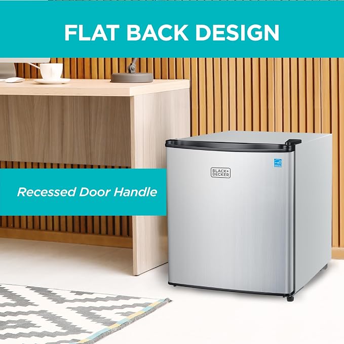 BLACK+DECKER 1.7 Cu. Ft. Compact Refrigerator, BCRK17V, Stainless Look | Energy Star Certified, Single Door Mini Fridge with Chiller Compartment, Personal Fridge for Home or Dorm, R600a Refrigerant - Image 7