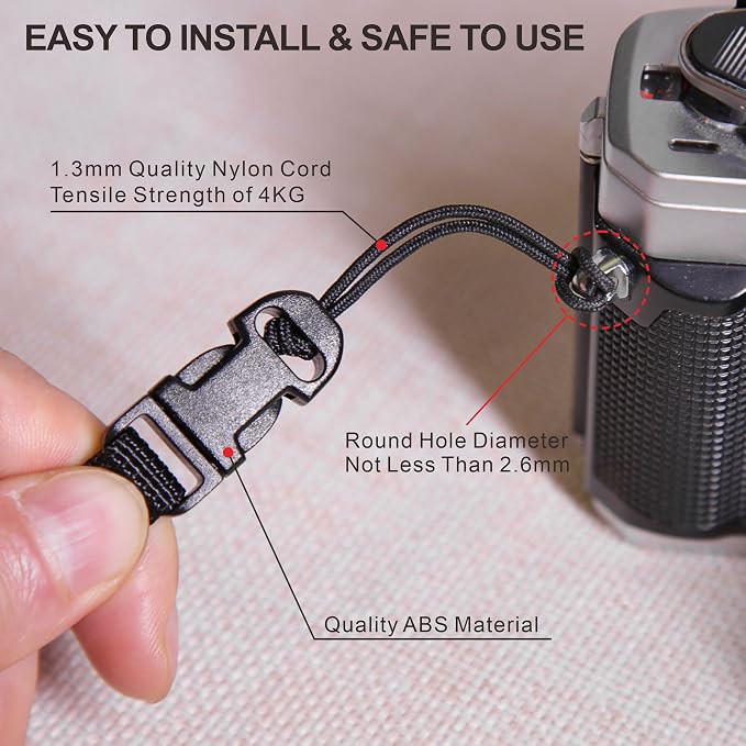 Padwa Lifestyle 4 Pcs Black Quick Release Camera Strap QD Loops Connector - Image 2