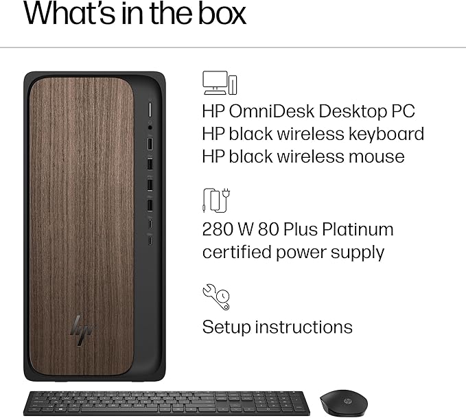 HP OmniDesk Desktop PC, Intel Core Ultra 7 265, 32 GB RAM, 2 TB SSD, Intel Graphics, Windows 11 Home, Microsoft Copilot, Dark Wood, M03-0060 (2025) - Image 10