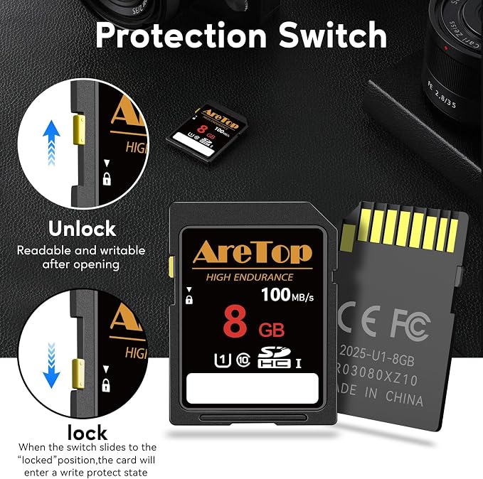 AreTop SD Card 8GB, 10 Pack UHS-I Class 10 SDHC Memory Card, 10 Pack 8GB Full - Image 5