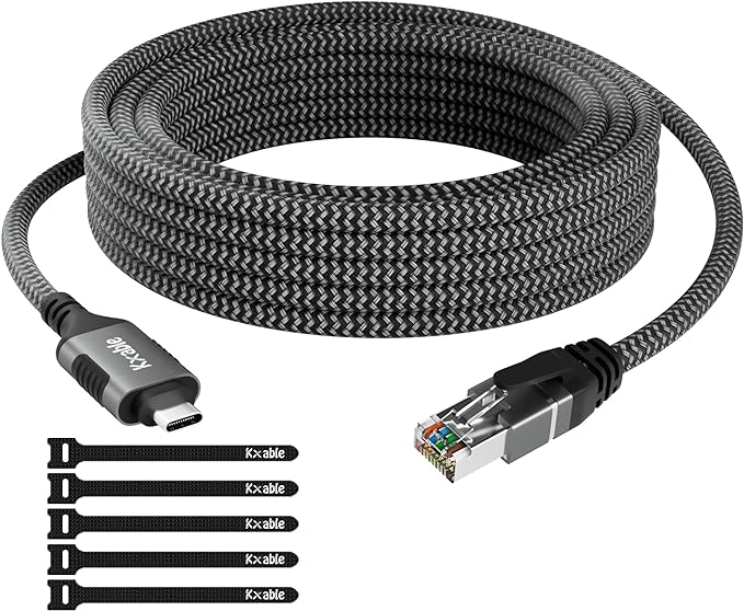 USB C to Ethernet Cable 4FT, Type C to RJ45 Cord, Gigabit Directly Connected by Kxable