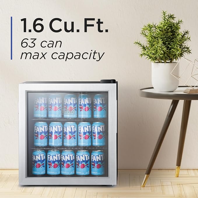 BLACK+DECKER 1.7 Cu. Ft. Beverage Cooler, BDB16HS | Beverage Fridge with Double Pane Glass Door, Drink Fridge with 63-Can Capacity for Home Bar, Home Office and More - Image 2